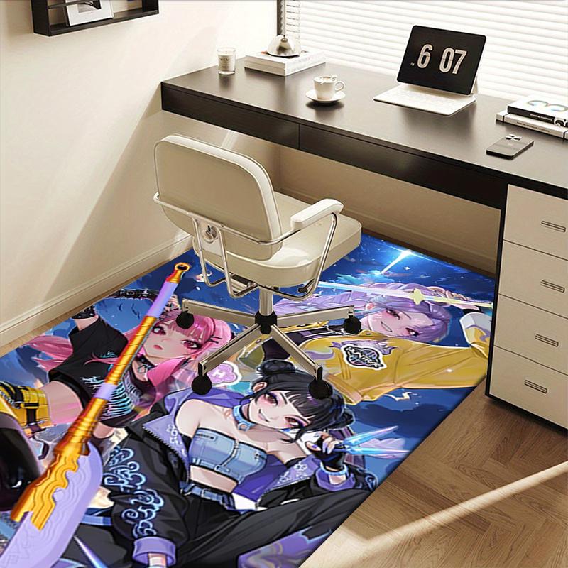 K-pop Charming Anime Character Chair Mat: Perfect for Home Decor, Office Use, and Gifts - Suitable for Various Rooms!.1241a