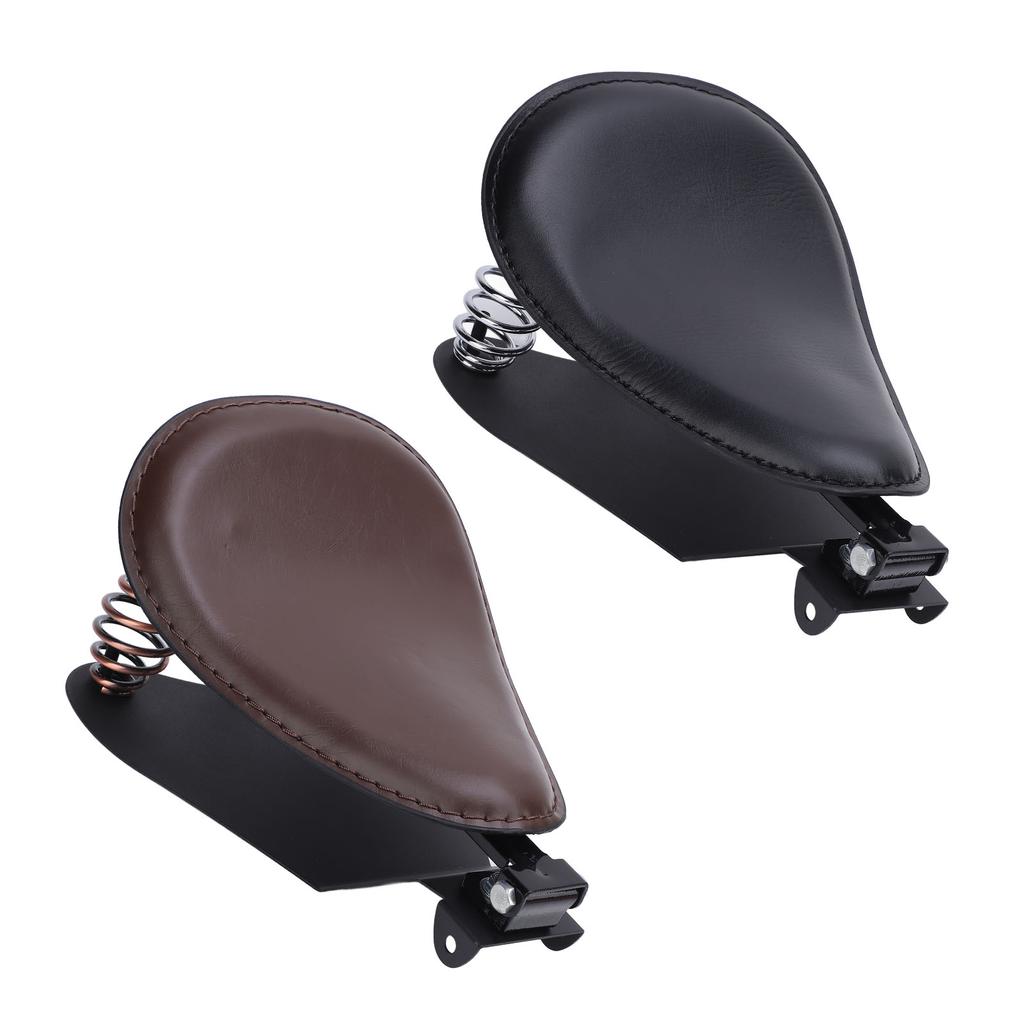 Motorcycle Solo Seat with Spring Bracket Kit Faux Leather Strong Support Universal Fit for Retro Mot