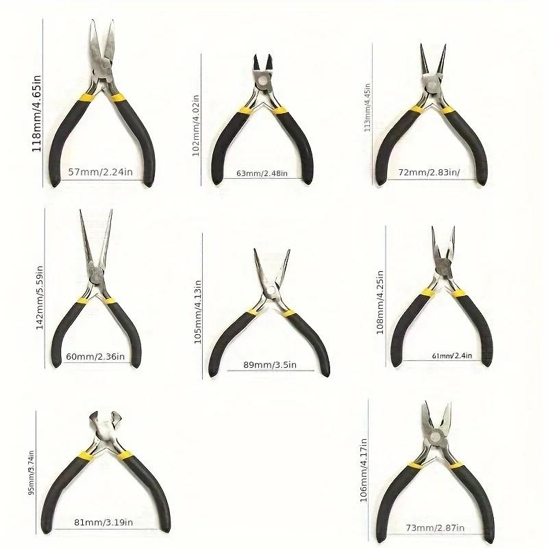 8 PCS Multi-types Plier Jewellery Hardware Making Tool Light Weight Making Beading Mini Pliers Sharp Nose Diagonal Portable