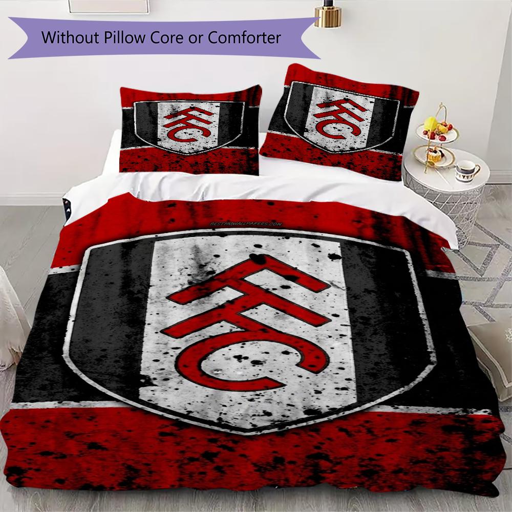 Fulham FC Pattern Bedding uilt Set uilt Cover Pillowcase Home Decoration Birthday Gift (1 * duvet cover + 2 * pillowcase without core)