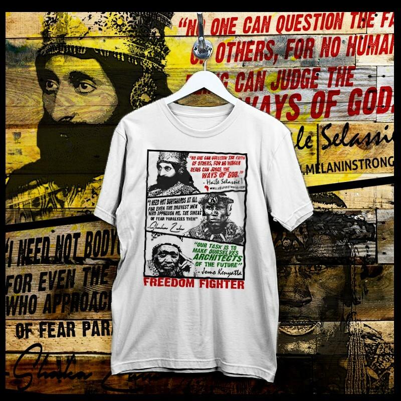 

Haile Selassie T-Shirt Shaka Zulu, Jomo Kenyatta African Power Freedom XL white 4XL