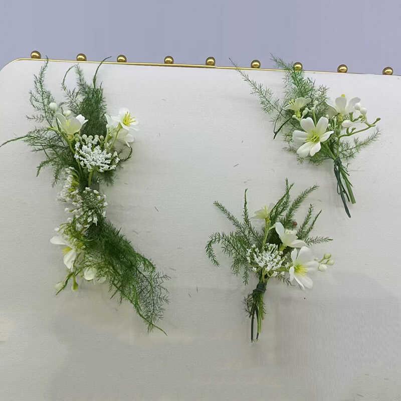 Elegant Bamboo Green Bridal Hair Clip with White Veil – Fairy Style Wedding Accessory