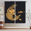 Chinese Style Koi Short Window Curtains for Living Room Bedroom Decoration Black Out Curtains 2 Pcs Set Chiffon Curtain Tiebacks