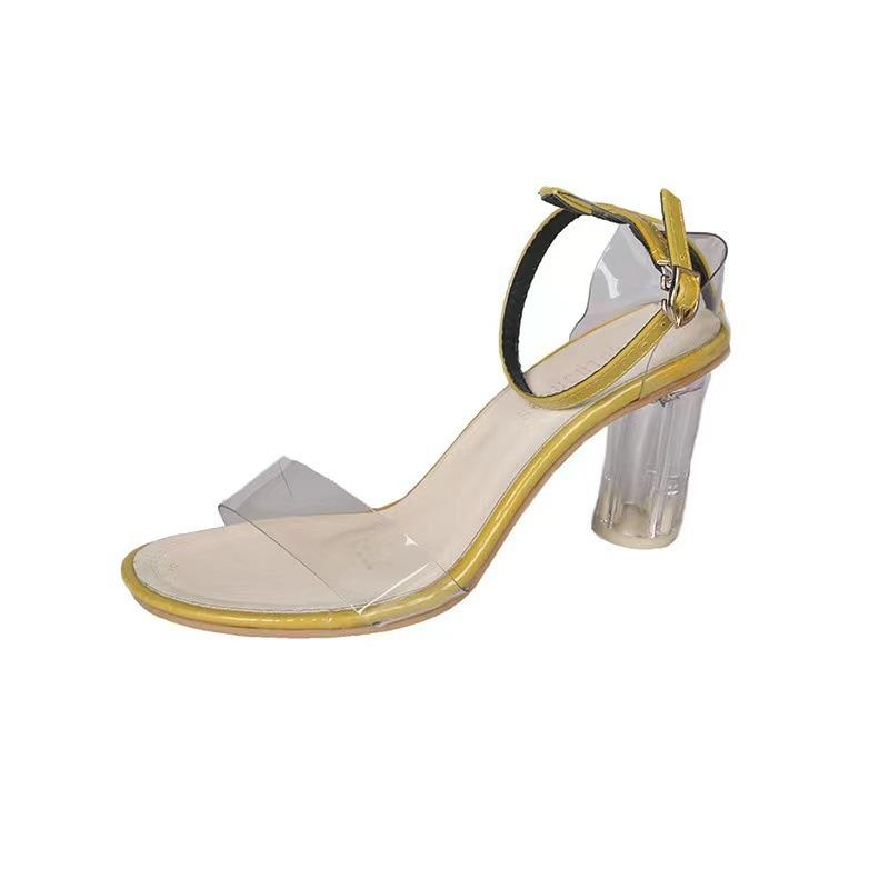 Summer new women's transparent sandals crystal hundred, with thick-heeled casual sandals women's high-heeled women's shoes