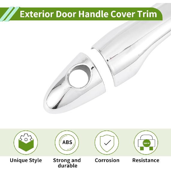 Exterior Door Handle Cover Trim Door Handle Cover for Kia Sportage R 2011-2015 (Only Fit the Left Hand Drive Model) Silver Tone ABS 1 Set