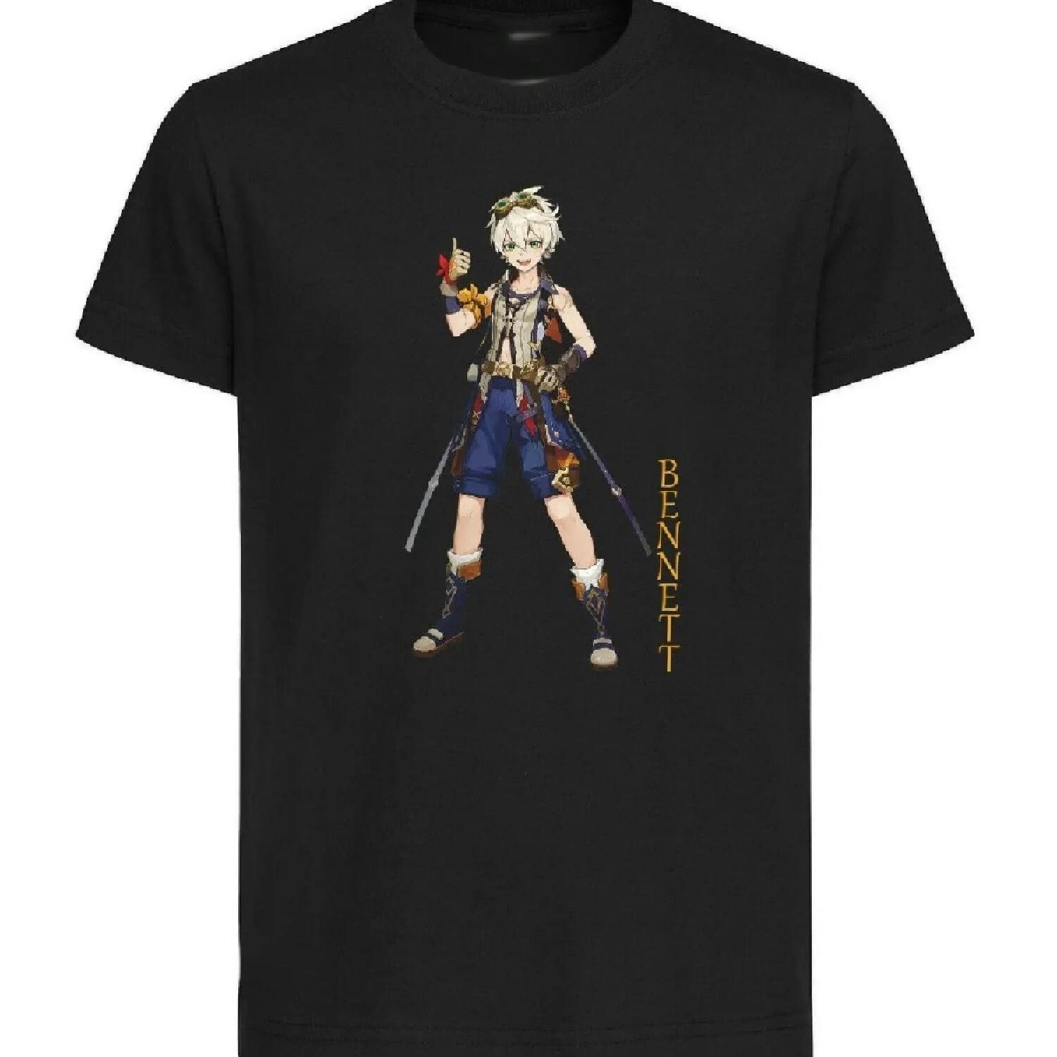 

Black T-Shirt - Black Jersey - Genshin Impact - Bennet- XXXXXL чёрный