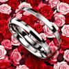 Fashion 8mm Men Stainless Steel Ring with Two-Tone Rose Flower Inlay Rings for Men Women Couple Wedding Party Jewelry No Fade