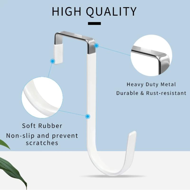 Door Hook with Rubber No Need for Drilling Cabinet, Wardrobe Door Rear Anti Slip Hook Over The Door Organizers