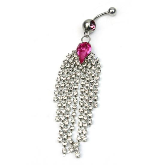 Dusker Navle Mageknapp Bar Vektstang Ringer Rhinestone Kroppspiercing Smykker