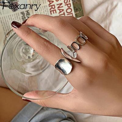 Minimalist Stamp Width Rings for Women New Fashion Creative Hollow Geometric Handmade Party Jewelry Gifts