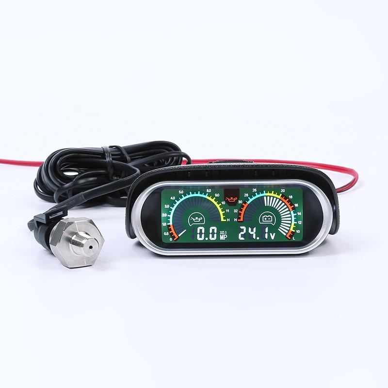 Universal Car LCD Gauge: Engine Oil & Voltage Monitor