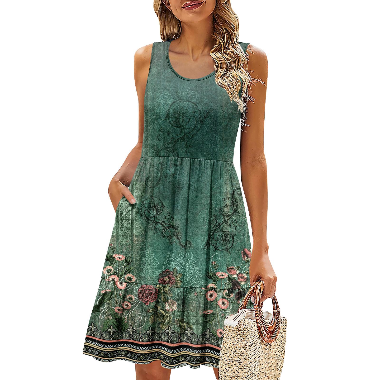 

Летние платья для женщин Пляжные накидки Без бретелек Бохо Цветочный принт Сарафан L