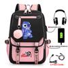 Σακίδιο Stitch για Φοιτητές Χαριτωμένη Τσάντα Laptop με Κινούμενα Σχέδια και Θύρα USB Μοντέρνο Στυλ