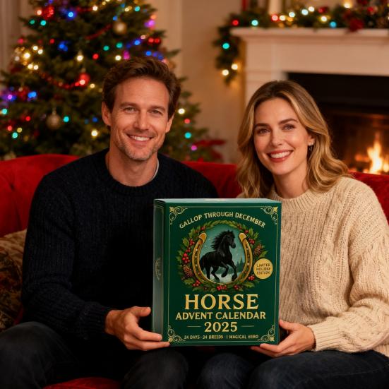 Pferde Adventskalender 2025 24 Tage Weihnachts-Countdown-Kalender mit 24 2D/3D Pferdeornamenten Weihnachtsgeschenk für Pferdeliebhaber Sammler