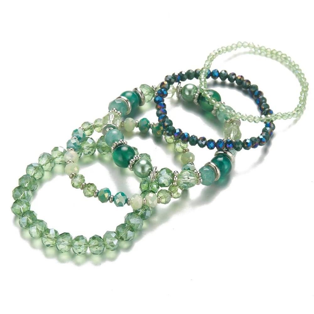 Faceted Layered Bracelet Elastic Stretch Multi-Strand Bracelet Stackable Bracelet  Daily Wear