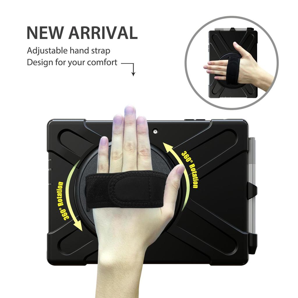 Leather Protective Case for Microsoft Surface Go 2/3, 10-Inch Tablet with Strap