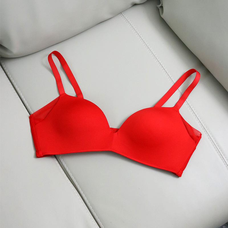 

Tangge Красный Шелковый Бесшовный Тонкий Бюстгальтер из Шелка Тутового Дерева без Косточек L красный