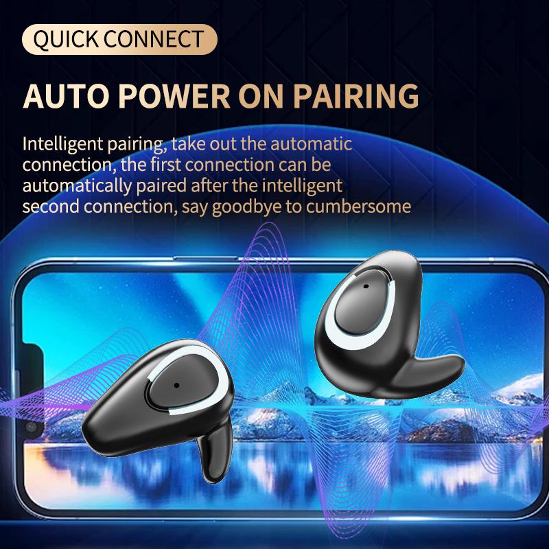 Mini Wireless Bluetooth Earbuds, Thin & Compact, Digital Power Display, Long Playtime for Sport/Travel/Daily Use
