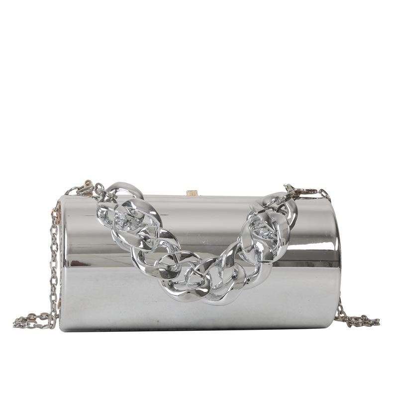 

Japanese and Korean trendy versatile glossy acrylic chain women s small square bag 24 summer new shoulder messenger bag серебряный