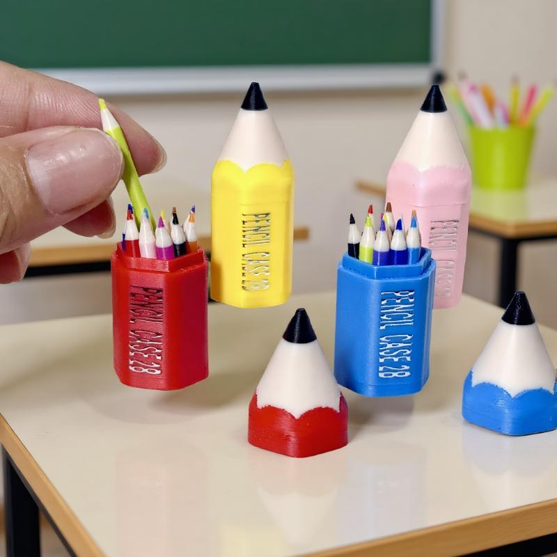 10/12Pcs Kid Pretend Play Toy Dollhouse Miniature Colored Pen Mini Pencil School Supplies Model Doll House Accessories