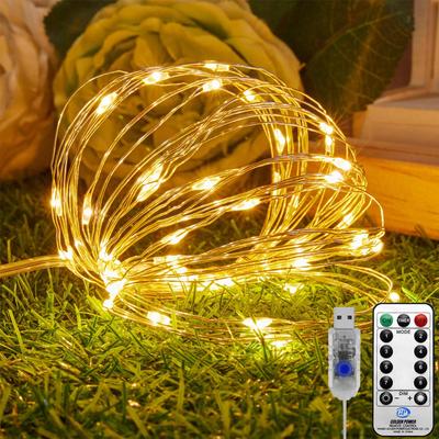 USB Copper Wire String Lights with Remote – LED Fairy Lights for Room & Christmas Decoration, Low Voltage