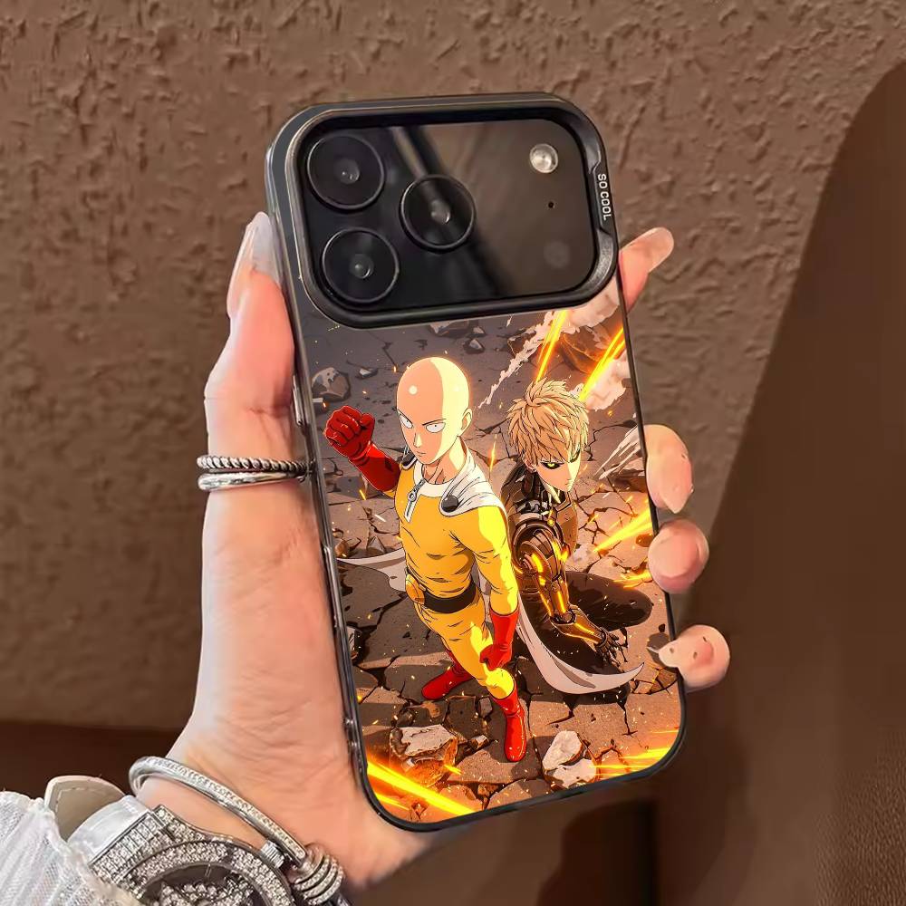 Anime O-One P-Punch Man Phone Case For iPhone 17,16,15,14,13,12,11,Pro Max,Plus Candy Silver Cover