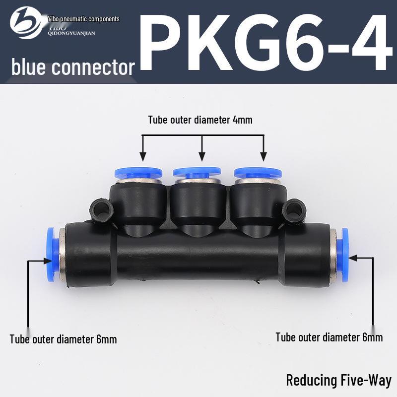 Wirtschaftlicher blauer pneumatischer Schnellkuppler: Gerade, T-Stück, Vierweg, Fünfweg, Reduzierstück für PU/PE/PY/PZA/PK/PV