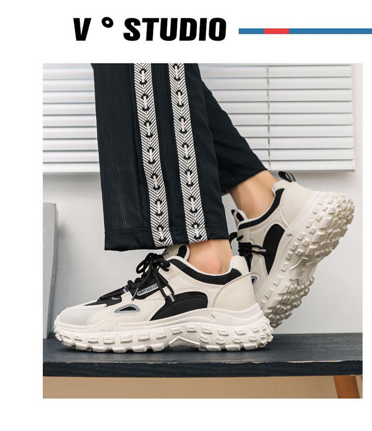 New Hong Kong Style Breathable Men's Fashion Sports Shoes: Thick-Soled, Non-Slip, Wear-Resistant Dad Sneakers