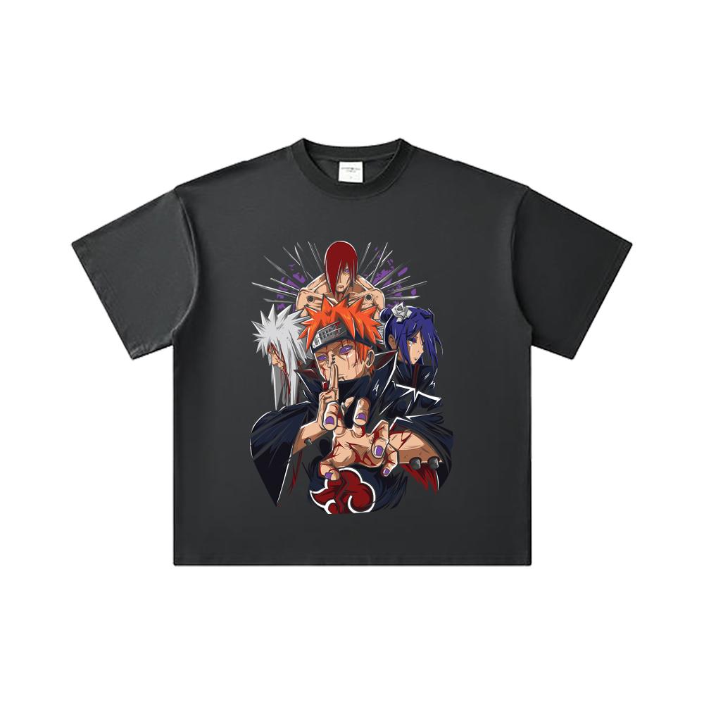 260 GSM Double Yarn 32 Count 100% Cotton Naruto V10 Pain Print Unisex Heavy Cotton T Shirt