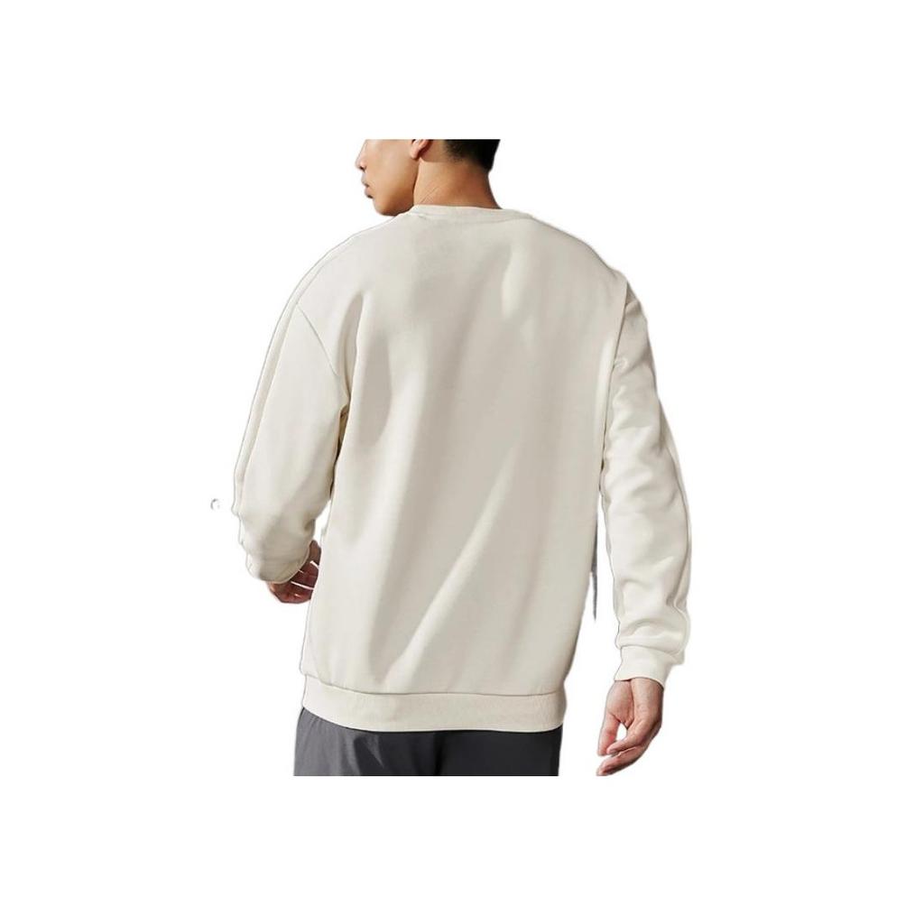 Li Ning Plain Pullover Sports Hoodie Men hoodies Vanilla-White AWDS017-9