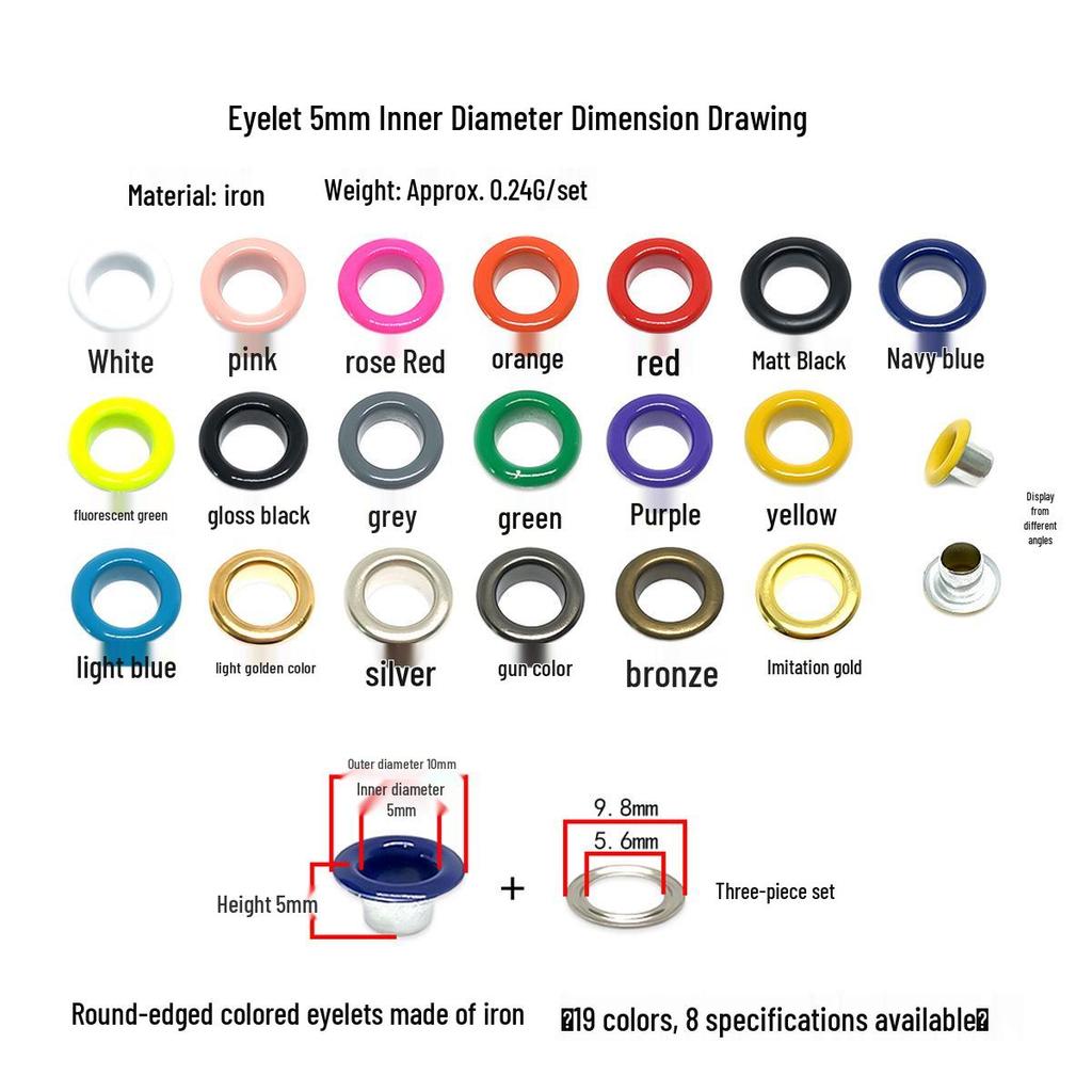 Occhielli e Rivetti Metallici Colorati per Abbigliamento e Accessori