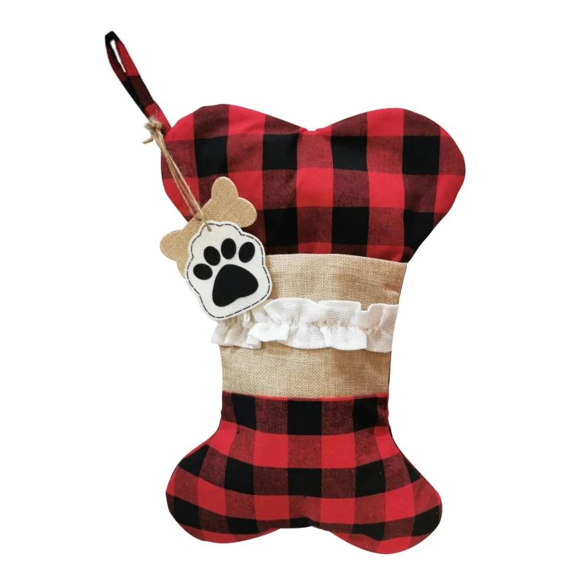 Cute Christmas Stockings Socks Fireplace Hanging Stockings Plush Personalized Home Party Decoration with Snowman Santa Elk Bear