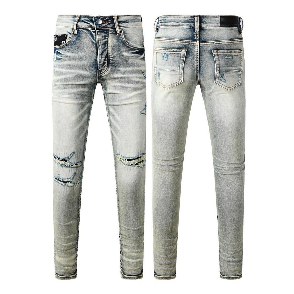 GLYDE Luxury Streetwear Jeans Americans Style Holes Long Trousers Quality Male Stretch Slim Pants Skinny Trousers