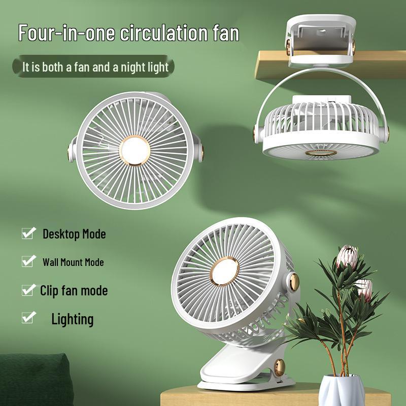 Portable USB Charging Clip Fan with Night Light for Dorms and Desktops
