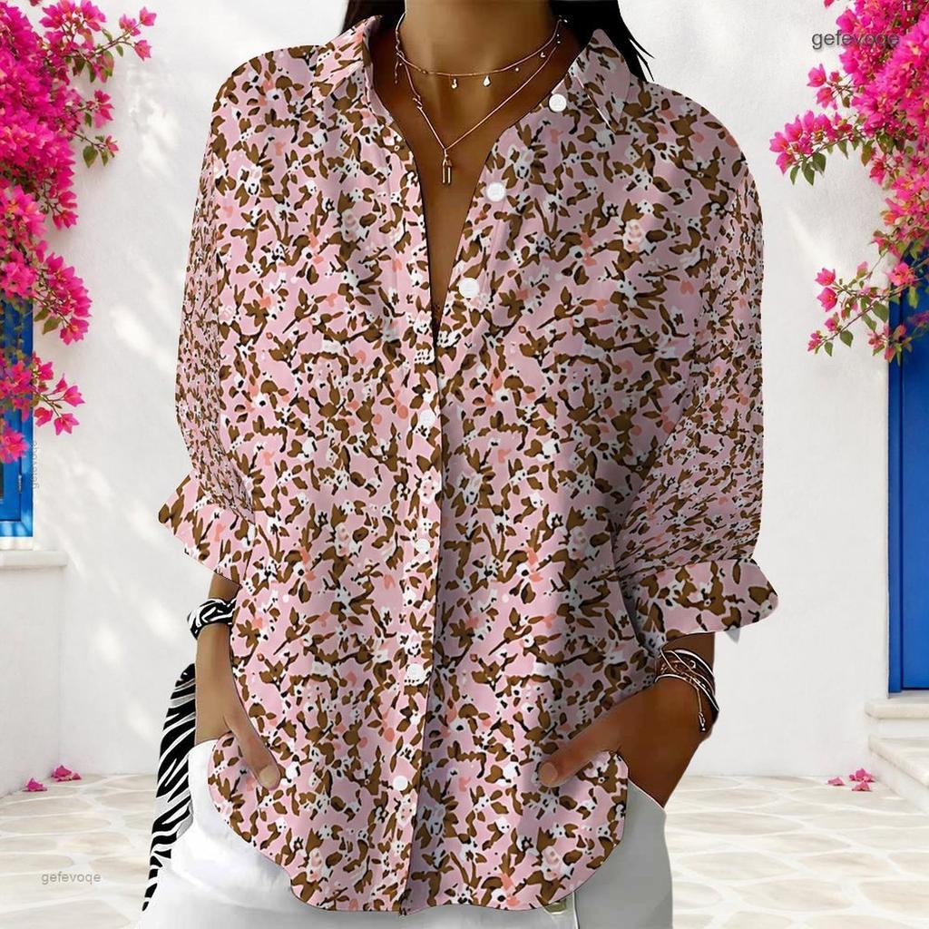 Women Plus Size Long Sleeve Shirt White Button Front Blouse