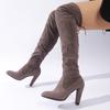 Fashion Winter 2025 OVERThe Knee Women Boots Stretch Fabrics High Heel Slip on Shoes Pointed Toe Woman Long Boots Size Plus Size34-43