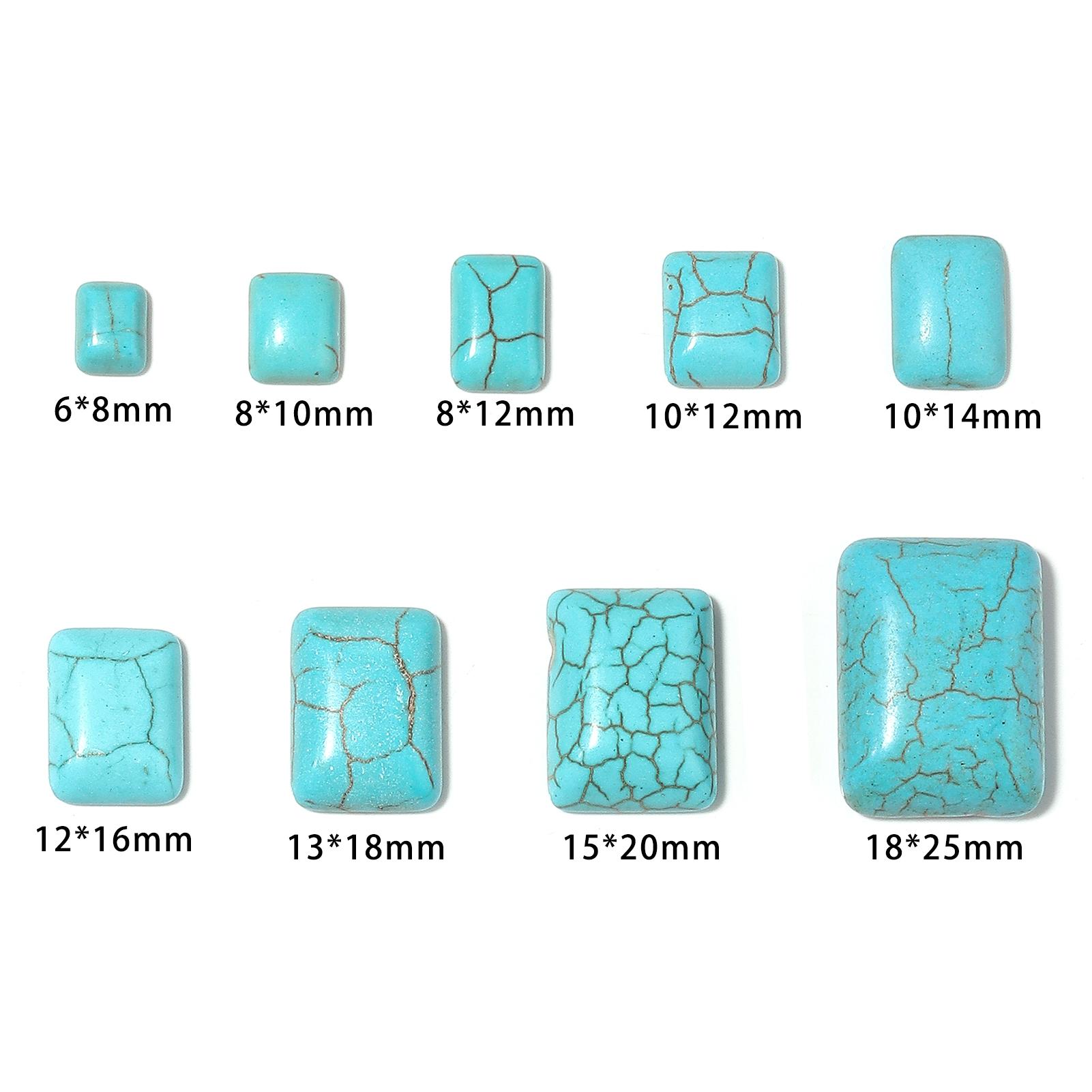 

10pcs/lot Blue Turquoises Natural Stone Beads Rectangle Flat Back Cabochon Loose Beads for Jewelry Making DIY Jewelry Accessory 6x8mm синий