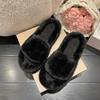 Foreign trade large size 2025 new home Korean version versatile outer wear flat bottom fashion Mao Mao Internet celebrity women's slippers