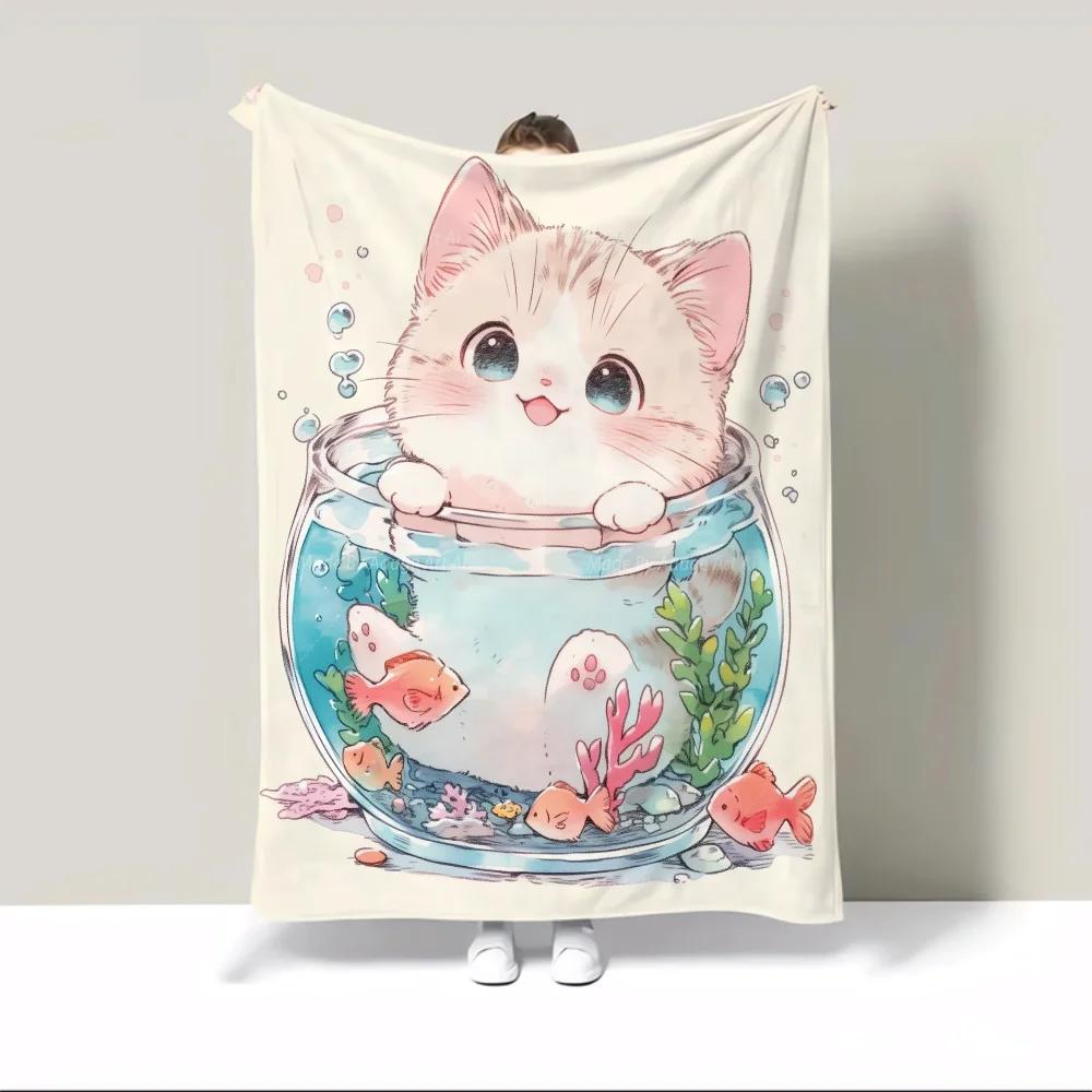 

Cat in the Box Throw Blanket Oversized 200x300 Knee Blanket Sofa Winter Warm Blankets for Cold Fluffy Plaid Blankets and Throws 30x40in