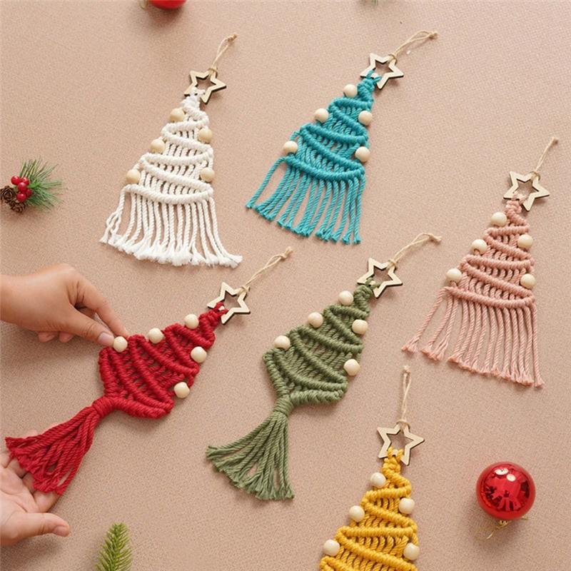 

AEE2-Christmas Tree Lace Knitted Decoration DIY Christmas Tree Woven Decoration Bohemian Style Woven Ornaments
