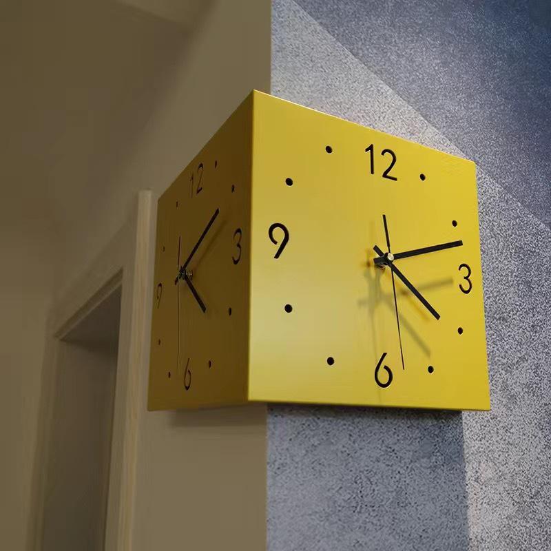 Minimalist Silent Two-Sided Corner Wall Clock for Living Room