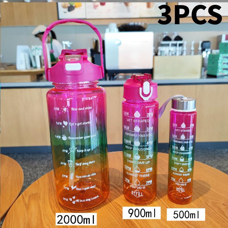 

Capacity Large Sports Kettle Plastic Outdoor Portable Threepiece Colourful Set Яскраво-рожевий