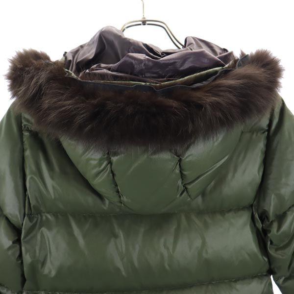 DUVETICA Long sleeve Down jacket 38 green Raccoon real fur hood Women Used