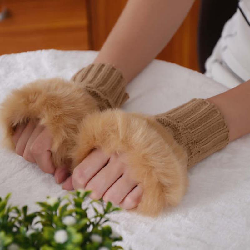 Gants Demi-Doigts pour Femmes Gants Tricotés Coréens Épais et Chauds Gants Tendance Sans Doigts à Écran Tactile pour Automne Hiver