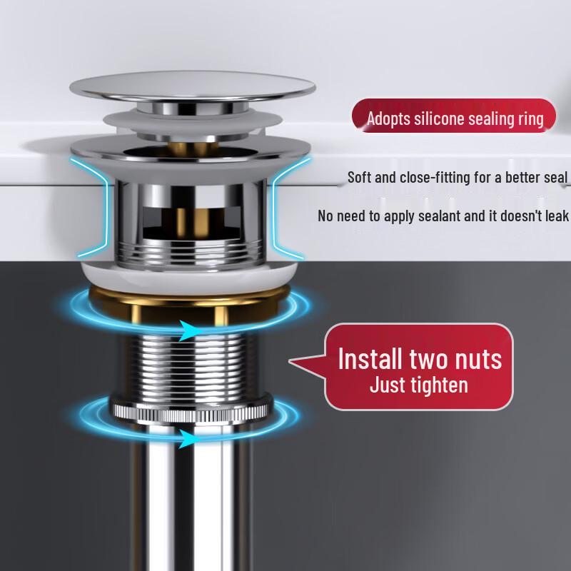 Zwart Roestvrij Staal Pop-up Wastafelafvoer Montage met Afvoerbuis