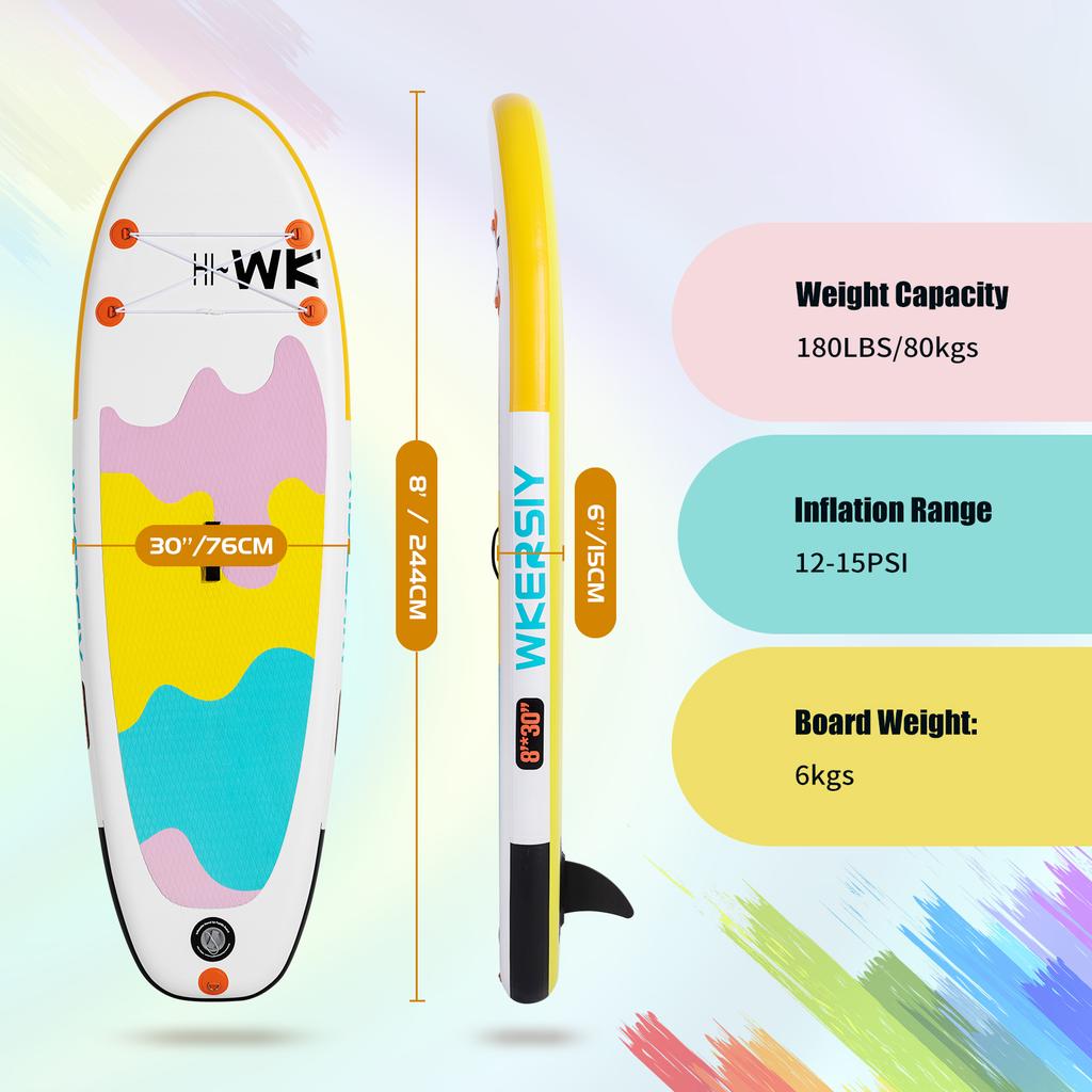 Inflatable Stand Up Paddle Board for Kids 8'x30''x6' Inflatable SUP Paddleboard Water Sport Surf