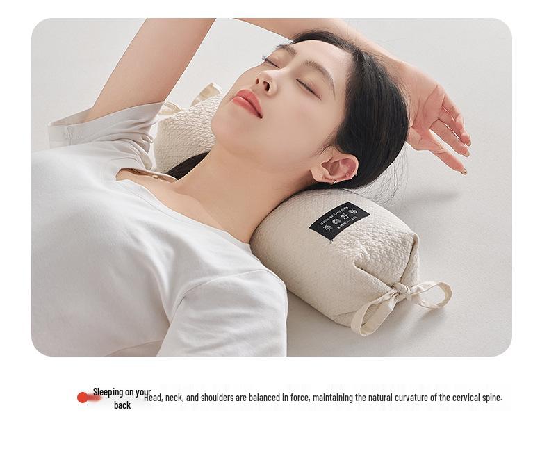 Summer Cool Cotton Linen Buckwheat Cervical Pillow for Neck & Waist Support