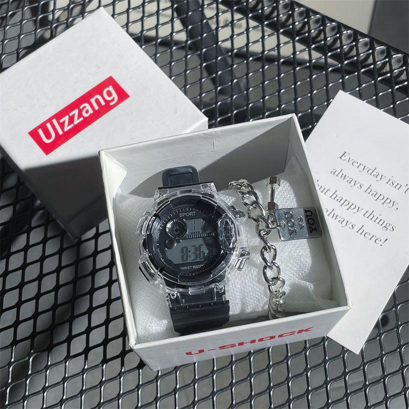 Electronic watch women's model, transparent smart sports multi-functional trend luminous watch for middle and high school students