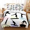 Gymnastics Duvet Cover Gymnastics Lovers Comforter Cover for Gymnast Girls Teens Room Dorm Decor, Sports Silhouettes Bedding Set