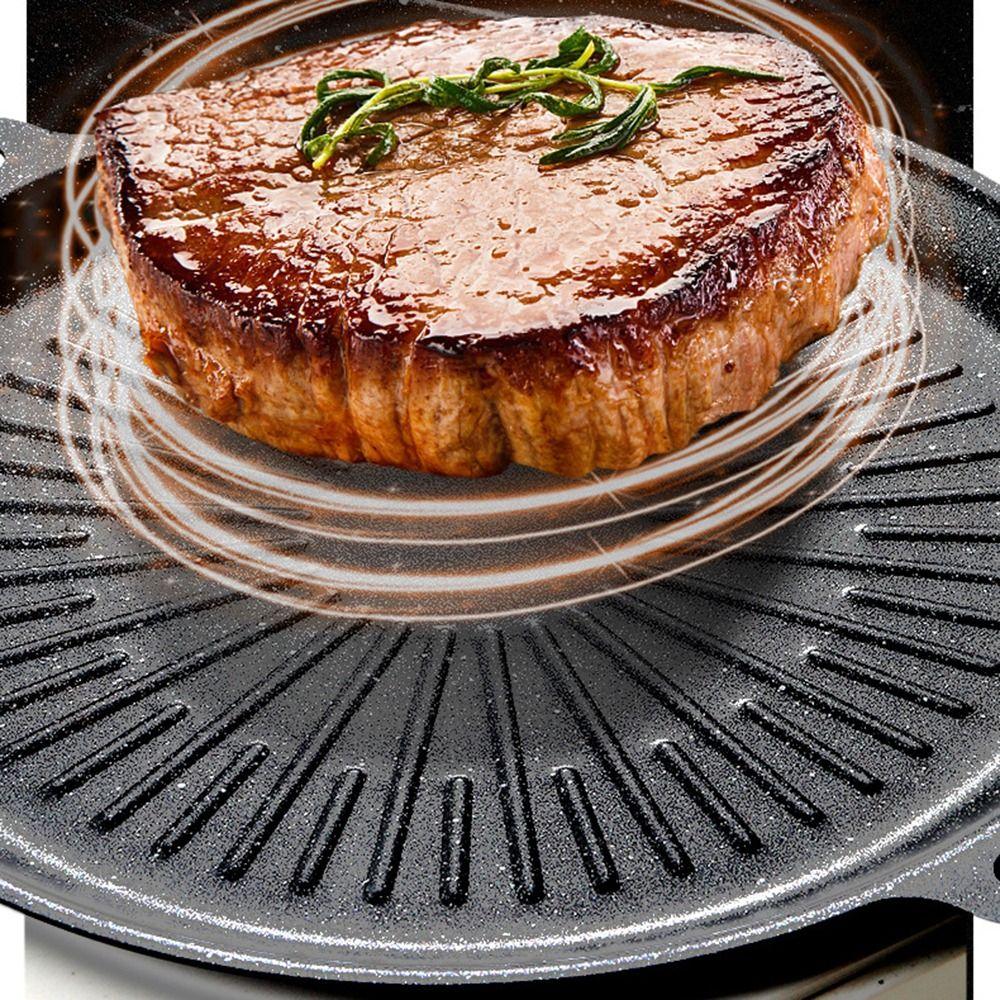 Non-Stick Korean Barbecue Pan Thick Roasting Grill Tray Portable BBQ Grill Pan  Kitchen Cookware